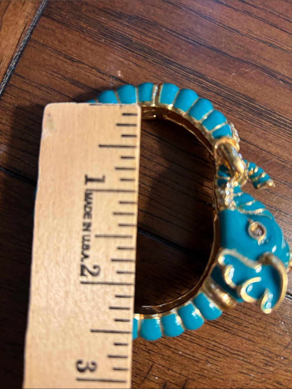 Kenneth Jay Lane KJL Teal Enamel & Rhinestone Elephant Head Cuff Bracelet - Picture 8 of 10